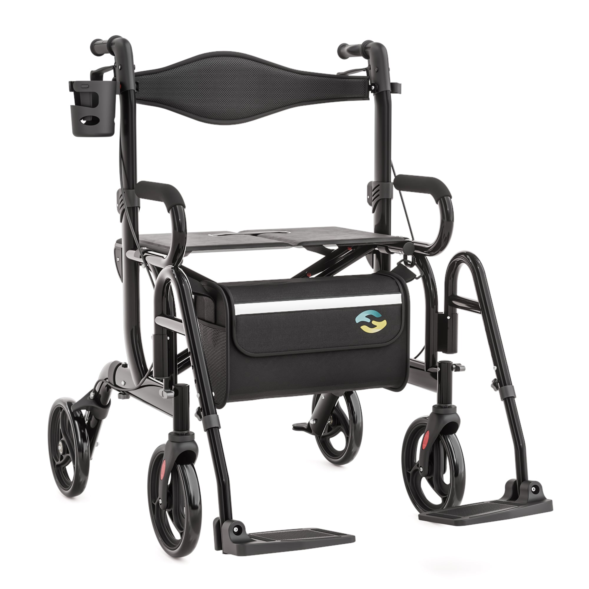2 in 1 Rollator & Wheelchair in One H1070 Black