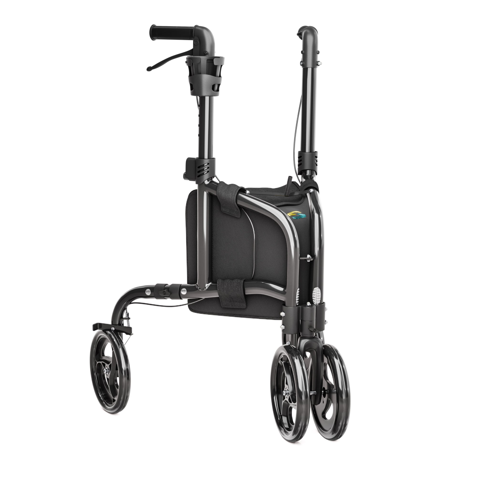 3 Räder Rollator Schmal mit Doppelten Vorderrädern H1080 Schwarz