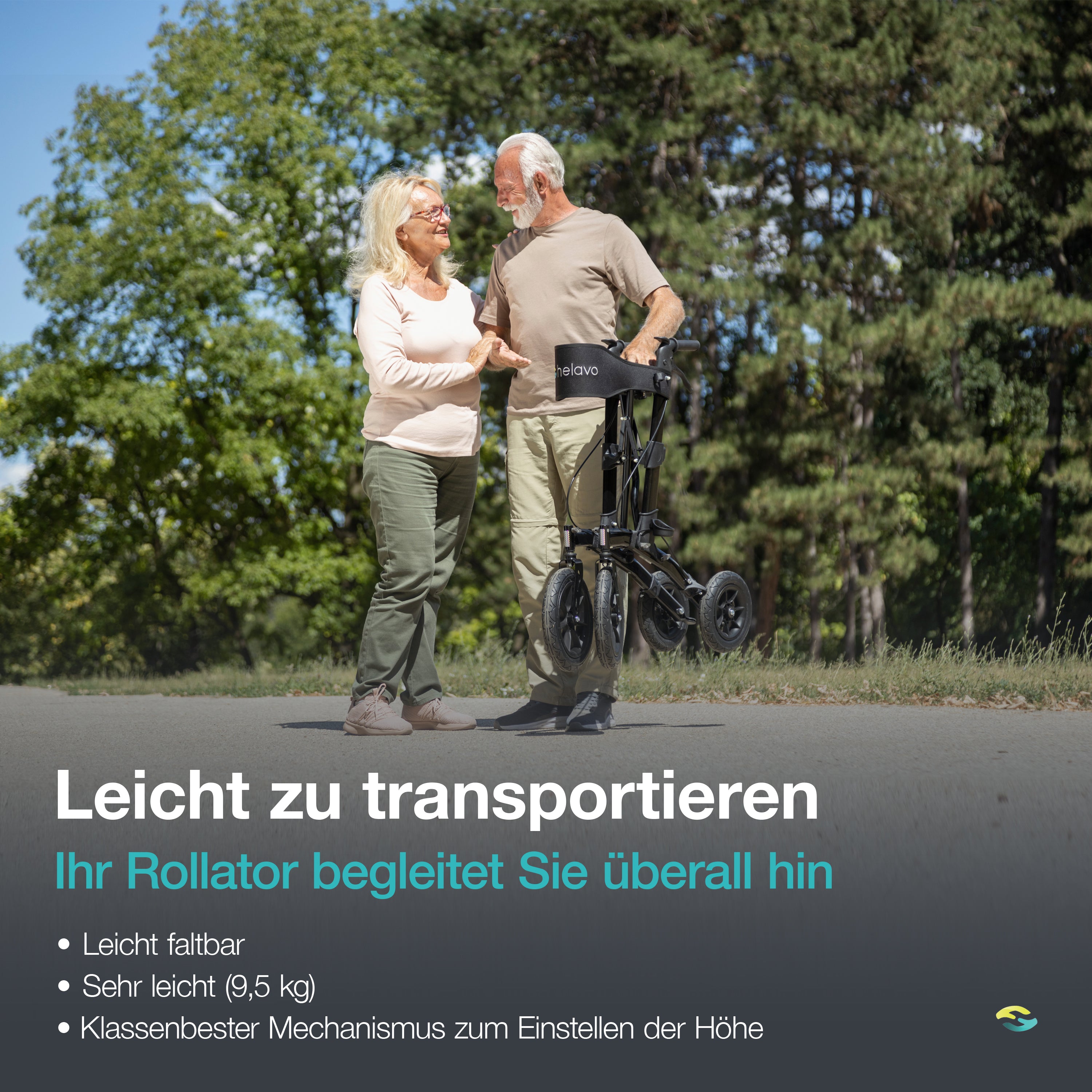 HELAVO rollator with pneumatic tires for outdoors - foldable aluminum outdoor rollator with seat - maximum mobility and comfort outdoors