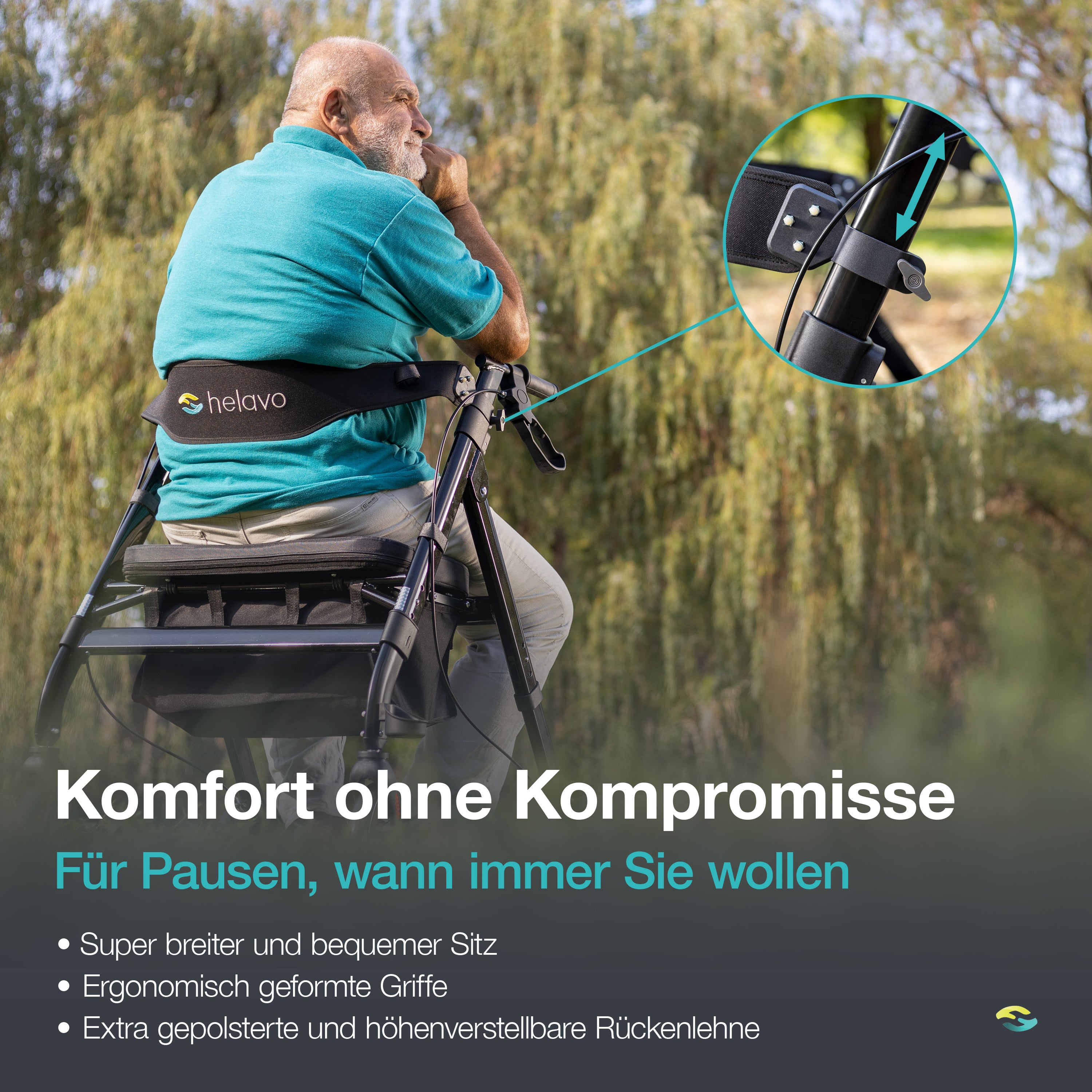 Schwerlastrollator Extra Breiter H1050 Schwarz