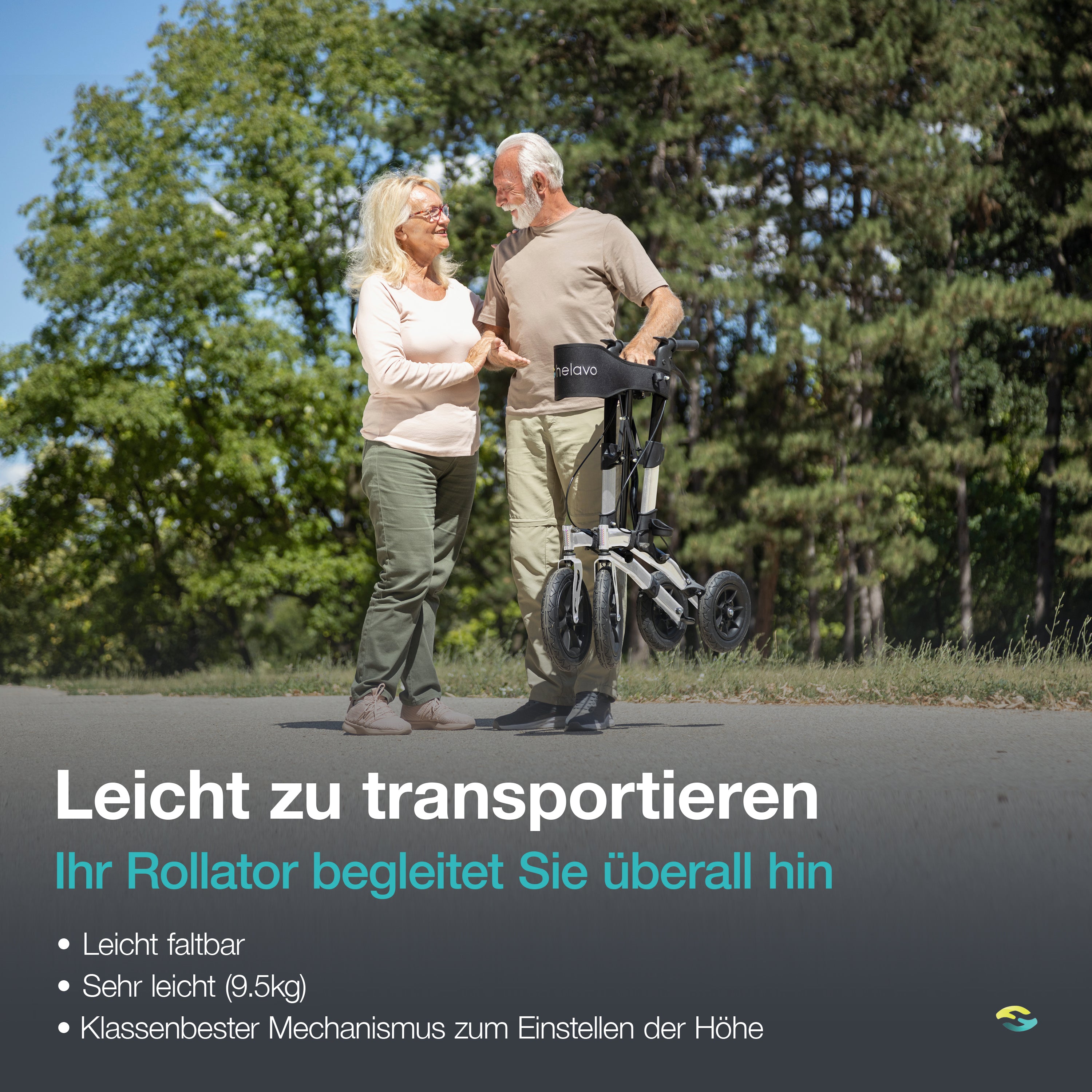 Outdoor-Rollator mit Pannensicheren Vollgummireifen H1140 Series Silber
