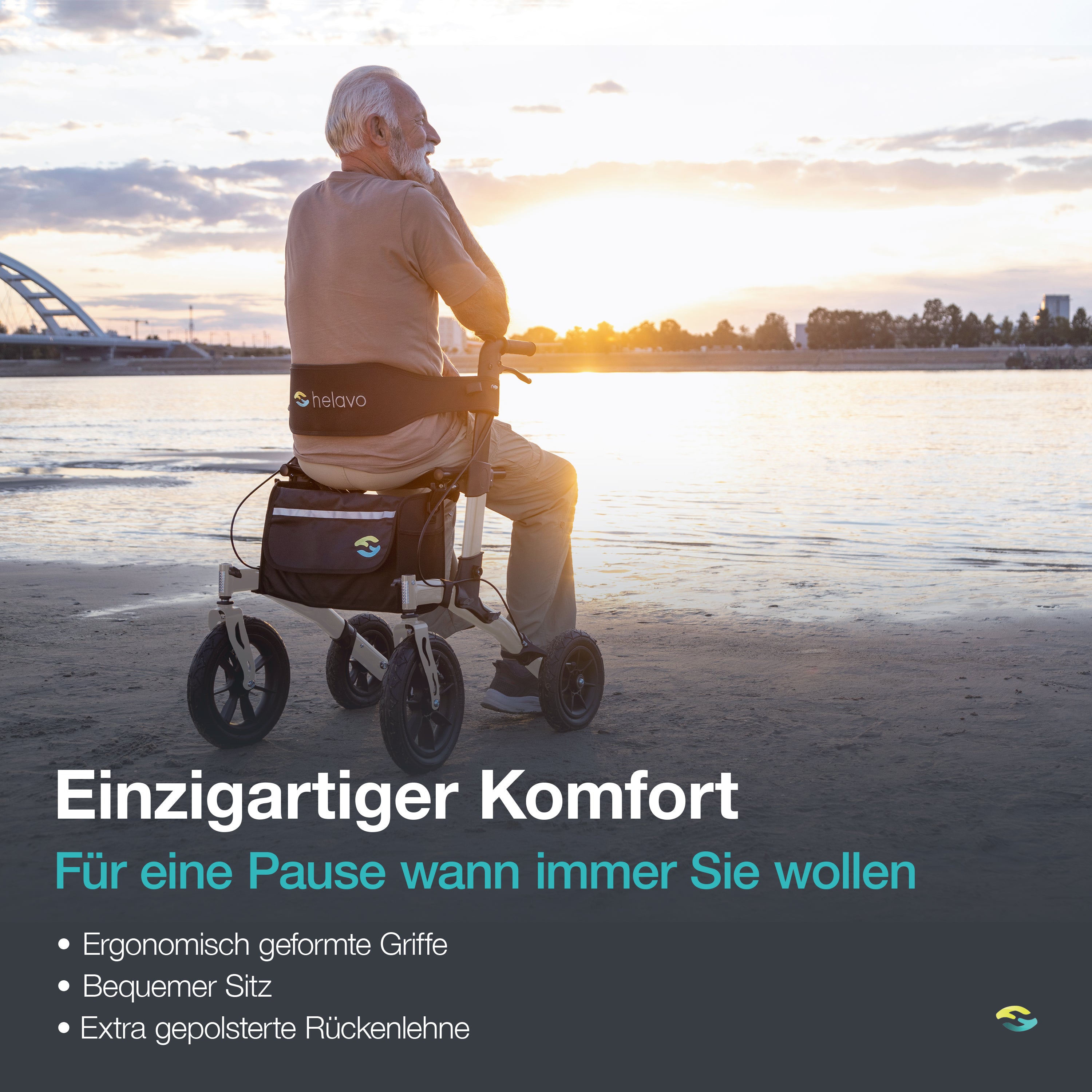 Outdoor-Rollator mit Pannensicheren Vollgummireifen H1140 Series Silber