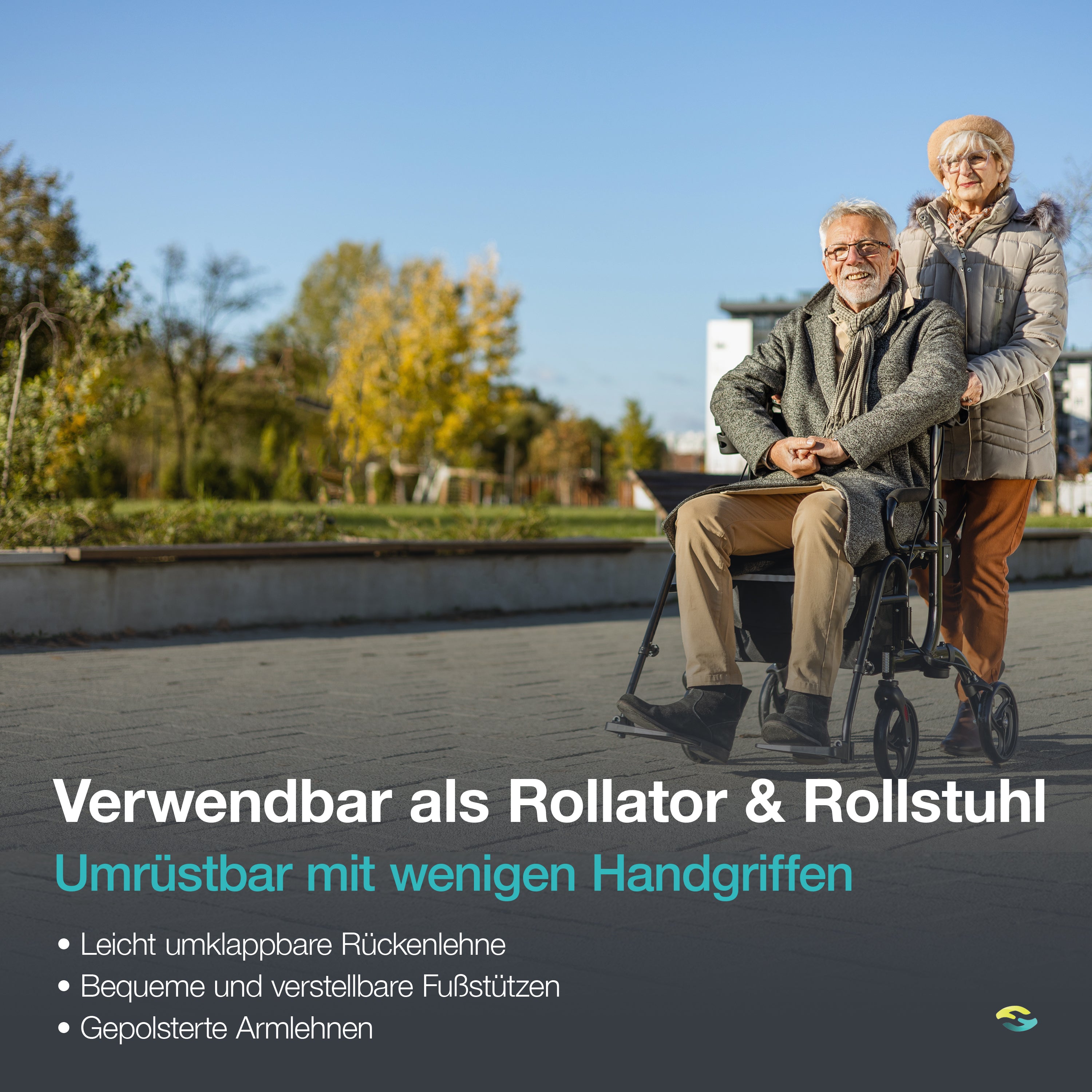 2 in 1 Rollator & Wheelchair in One H1070 Black