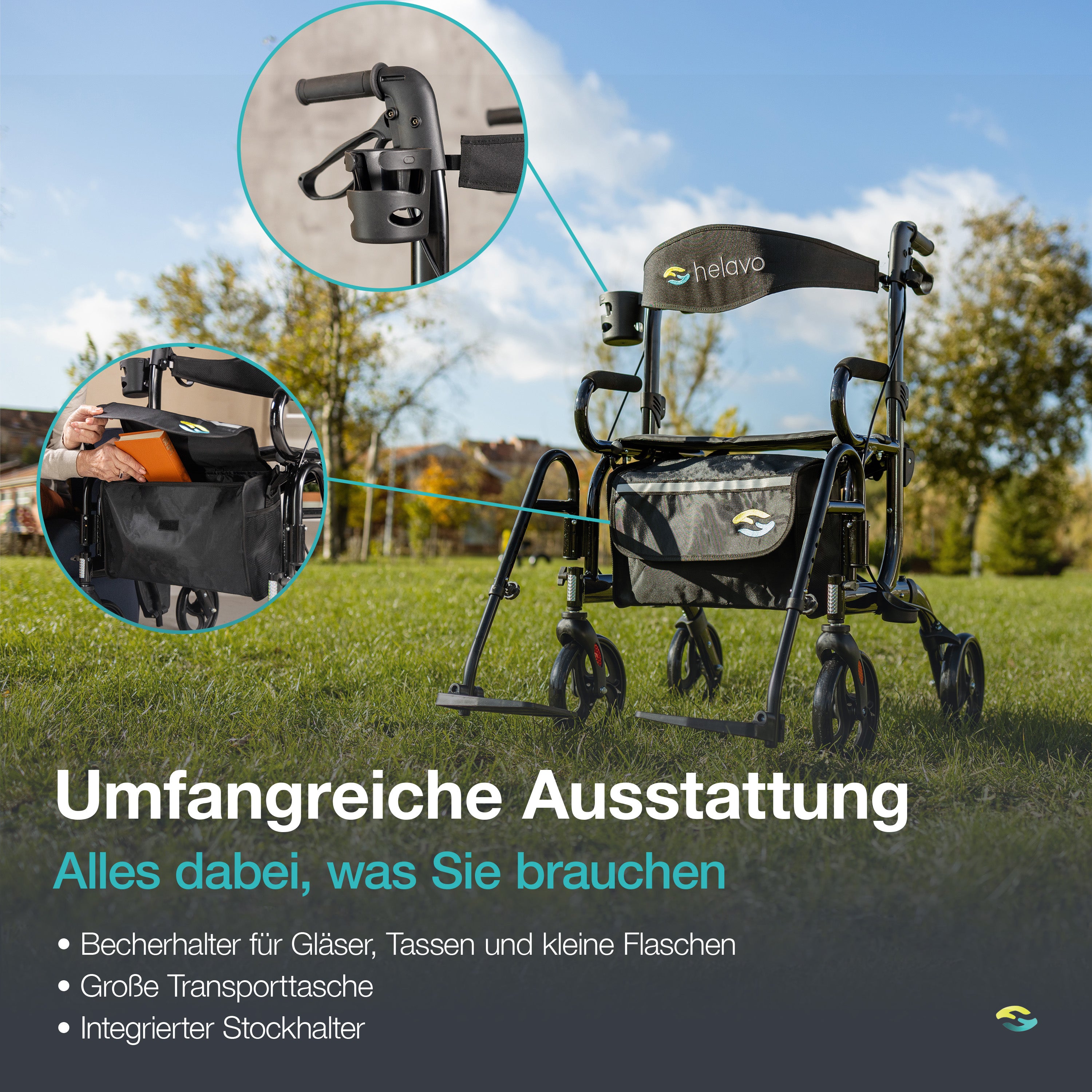 2 in 1 Rollator & Wheelchair in One H1070 Black