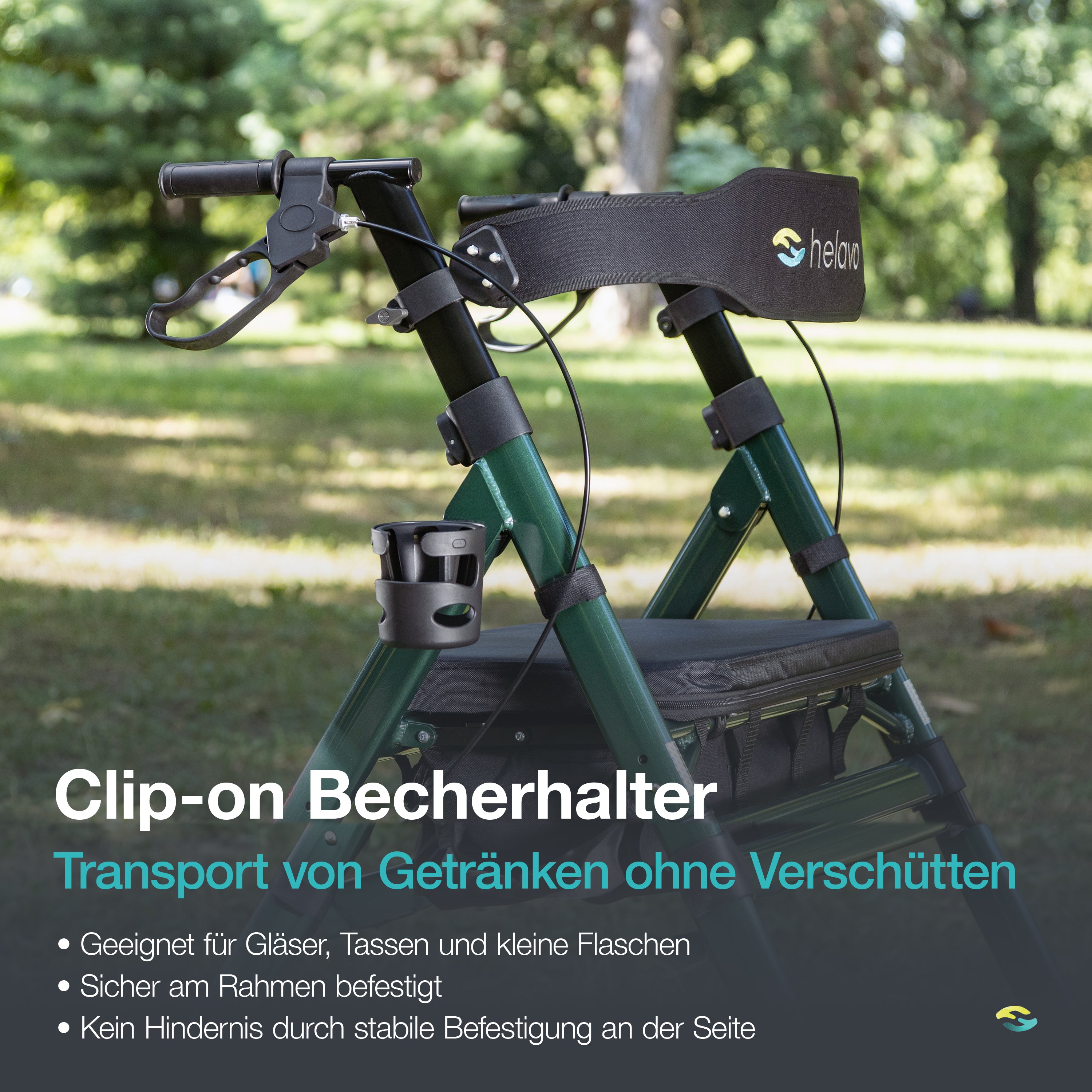 Outdoor Extra Wide Heavy-Duty Rollator with Puncture-Proof Solid Rubber Tires H1150 Green