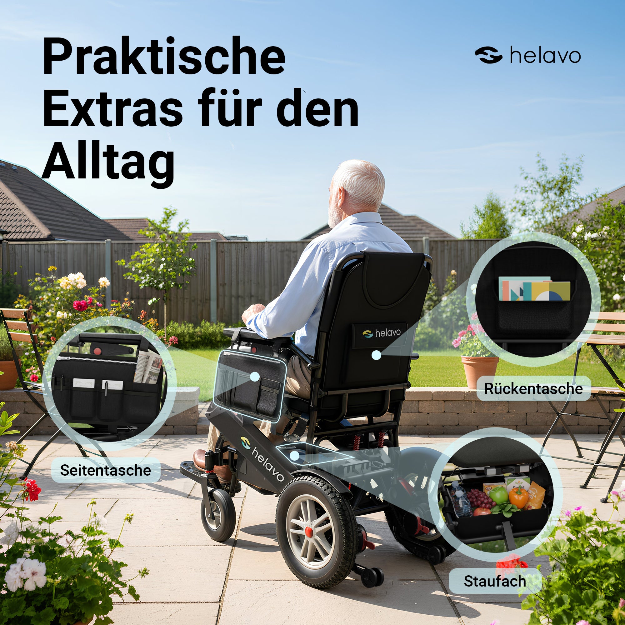 Breiter Geländerollstuhl Elektrisch für Erwachsene – schnell faltbarer Elektrorollstuhl H2010