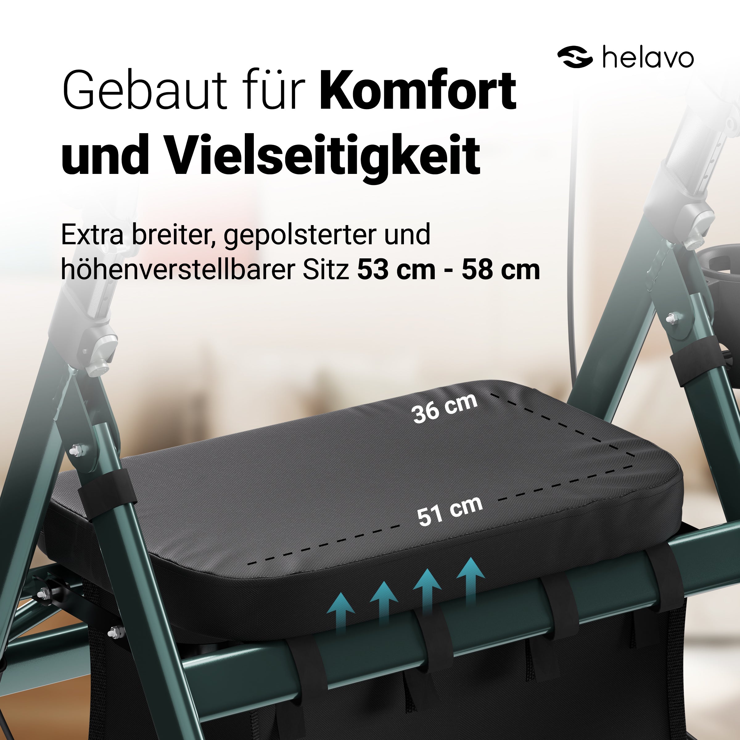 Extra wide heavy-duty rollator Arthritis rollator with armrests H1360 Green