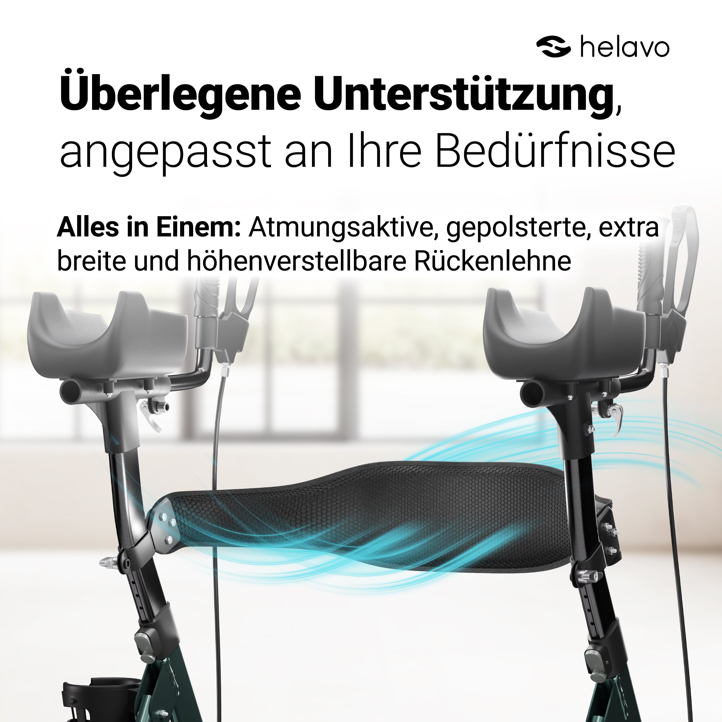 Extra wide heavy-duty rollator Arthritis rollator with armrests H1360 Green