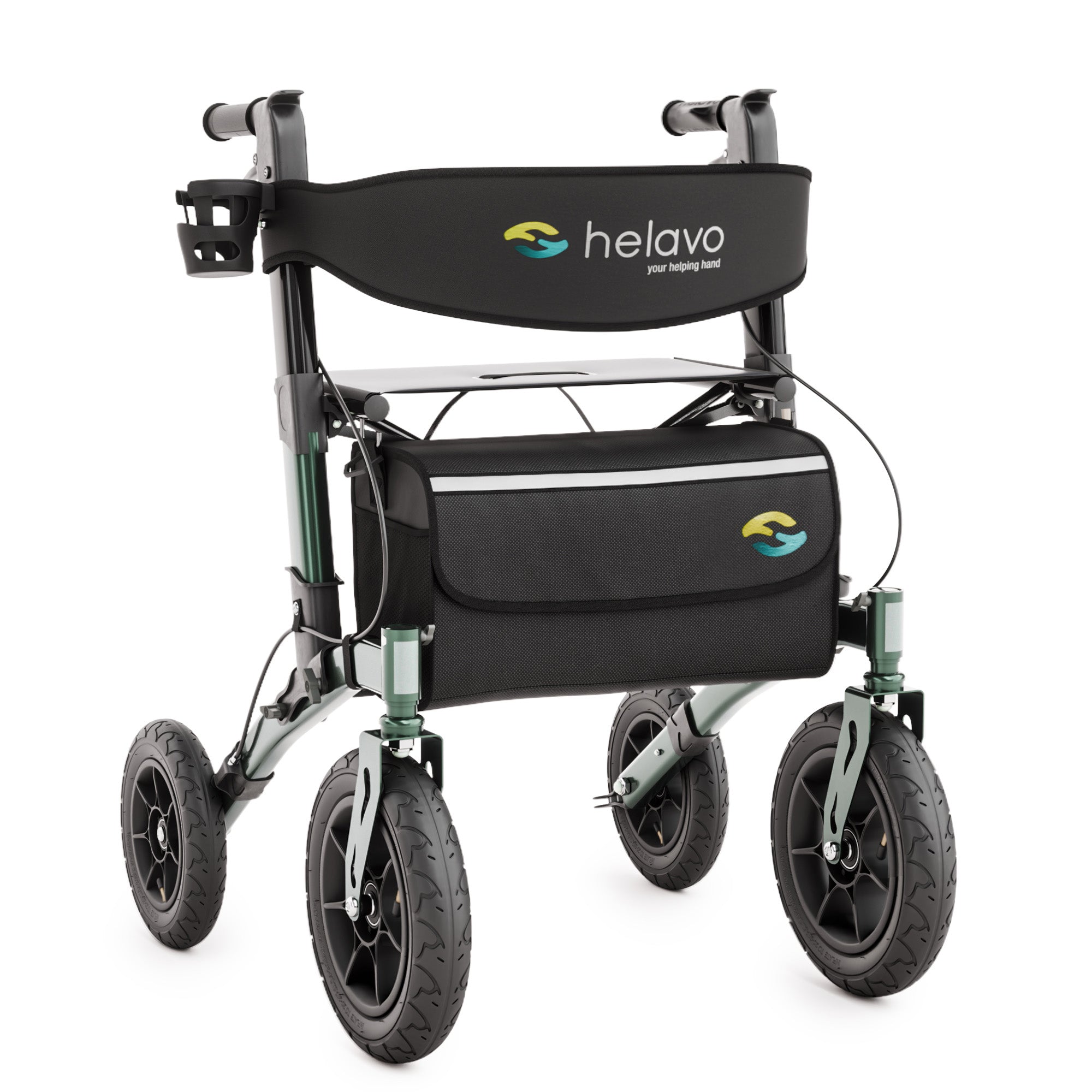 HELAVO rollator with pneumatic tires for outdoors - foldable aluminum outdoor rollator with seat - maximum mobility and comfort outdoors