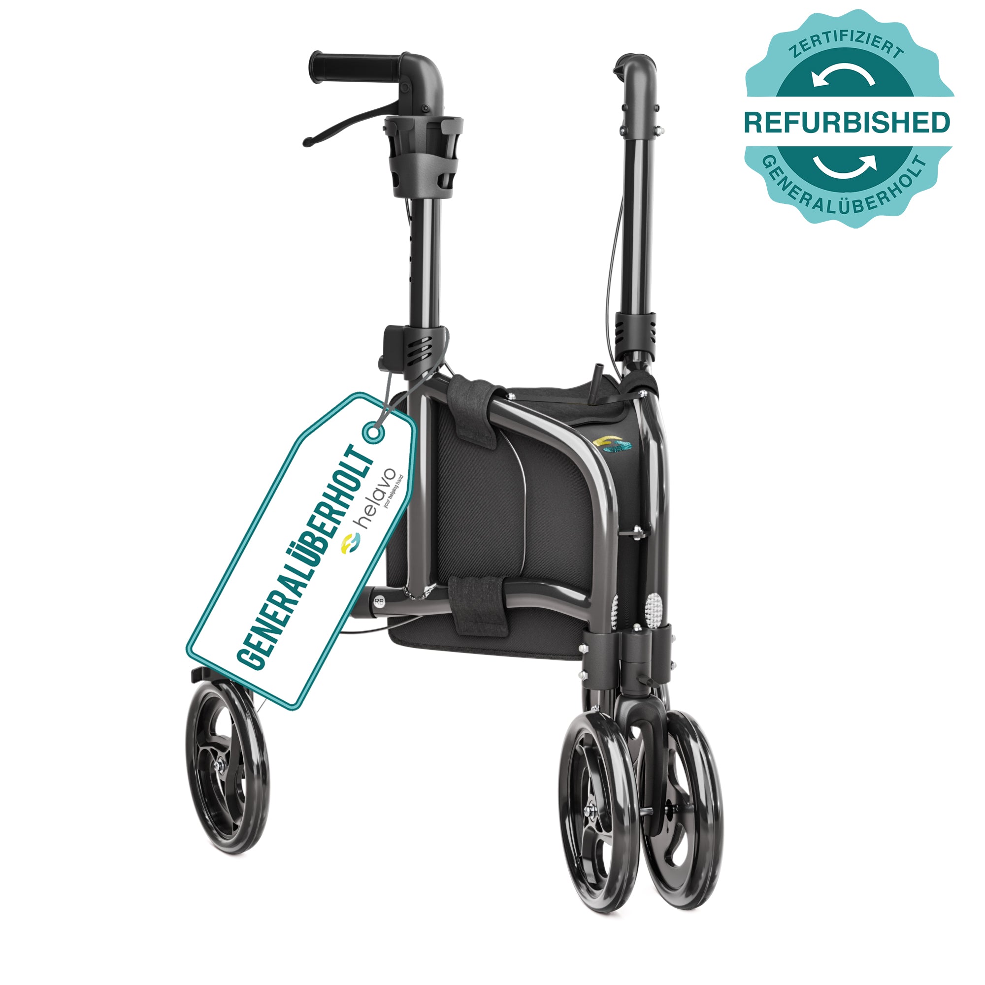 3 Wheel Rollator Narrow with Double Front Wheels H1080 Black 