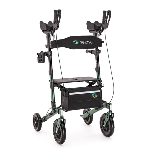 Outdoor Arthritis Rollator with Puncture-Proof Solid Rubber Tires H1160 Green