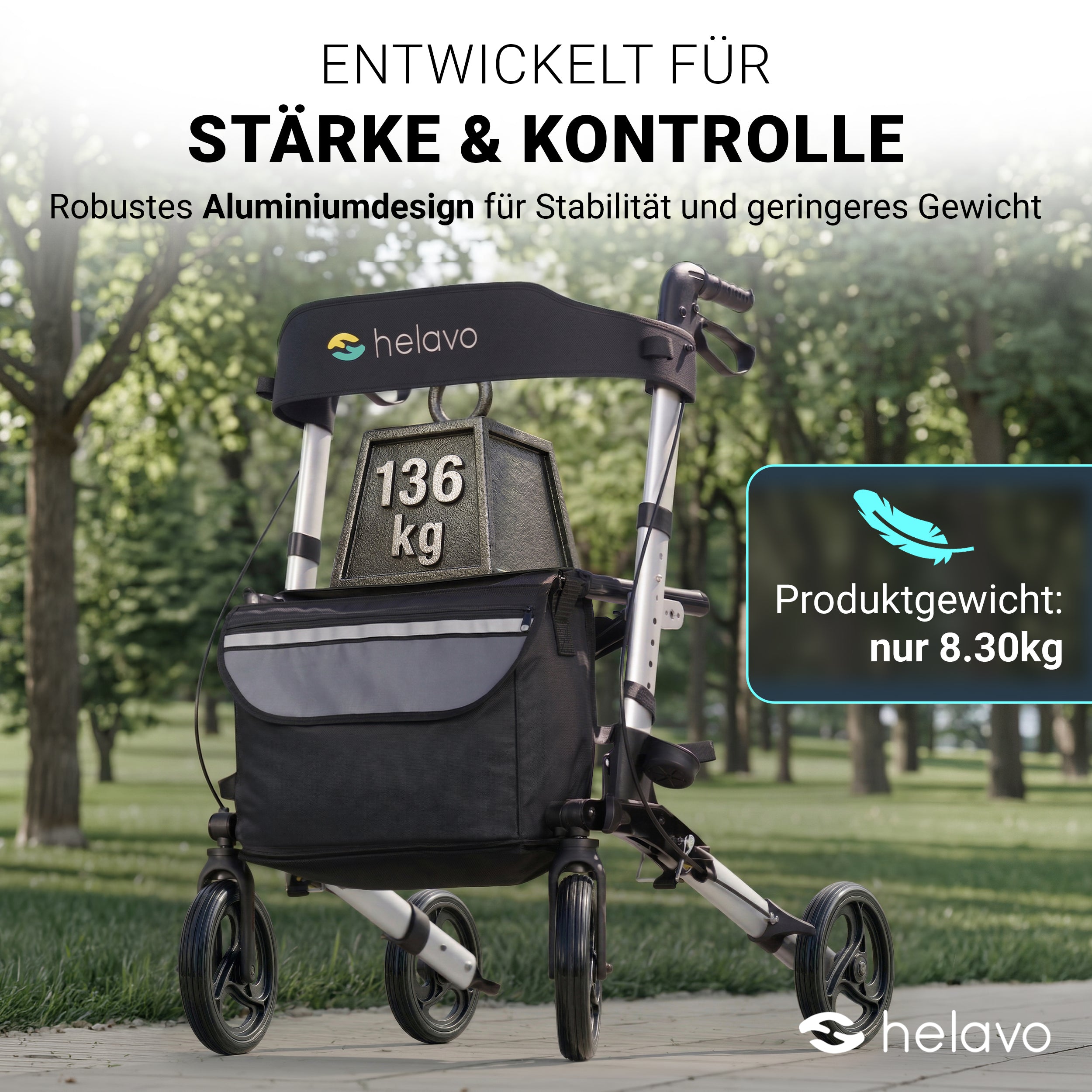Foldable premium rollator - lightweight aluminum - maximum mobility in the home and outdoors