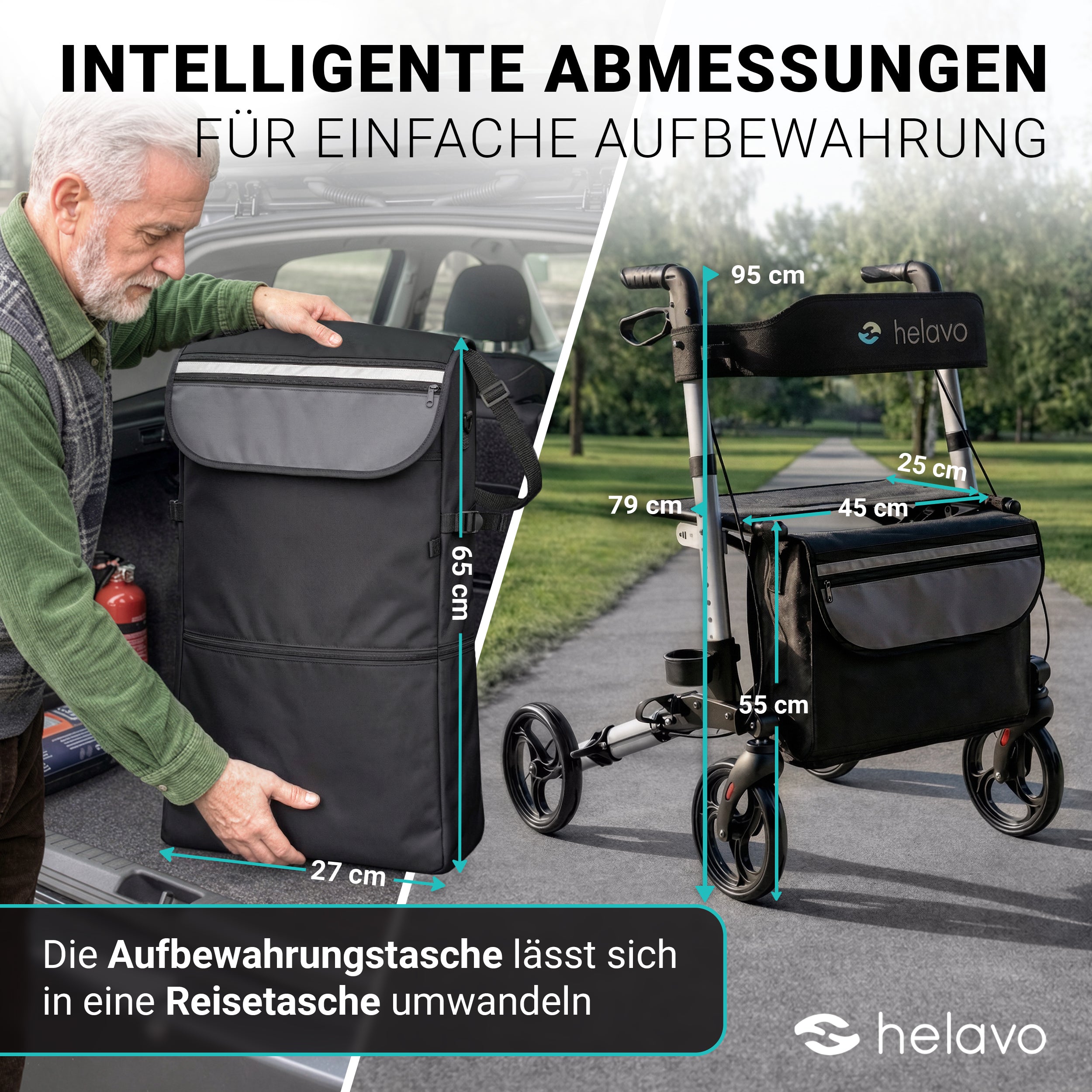 Foldable premium rollator - lightweight aluminum - maximum mobility in the home and outdoors