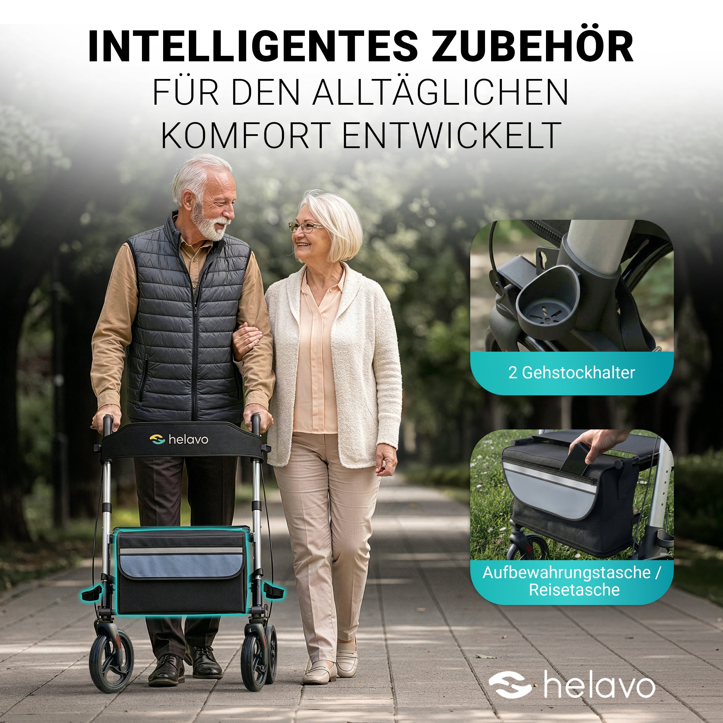 Foldable premium rollator - lightweight aluminum - maximum mobility in the home and outdoors
