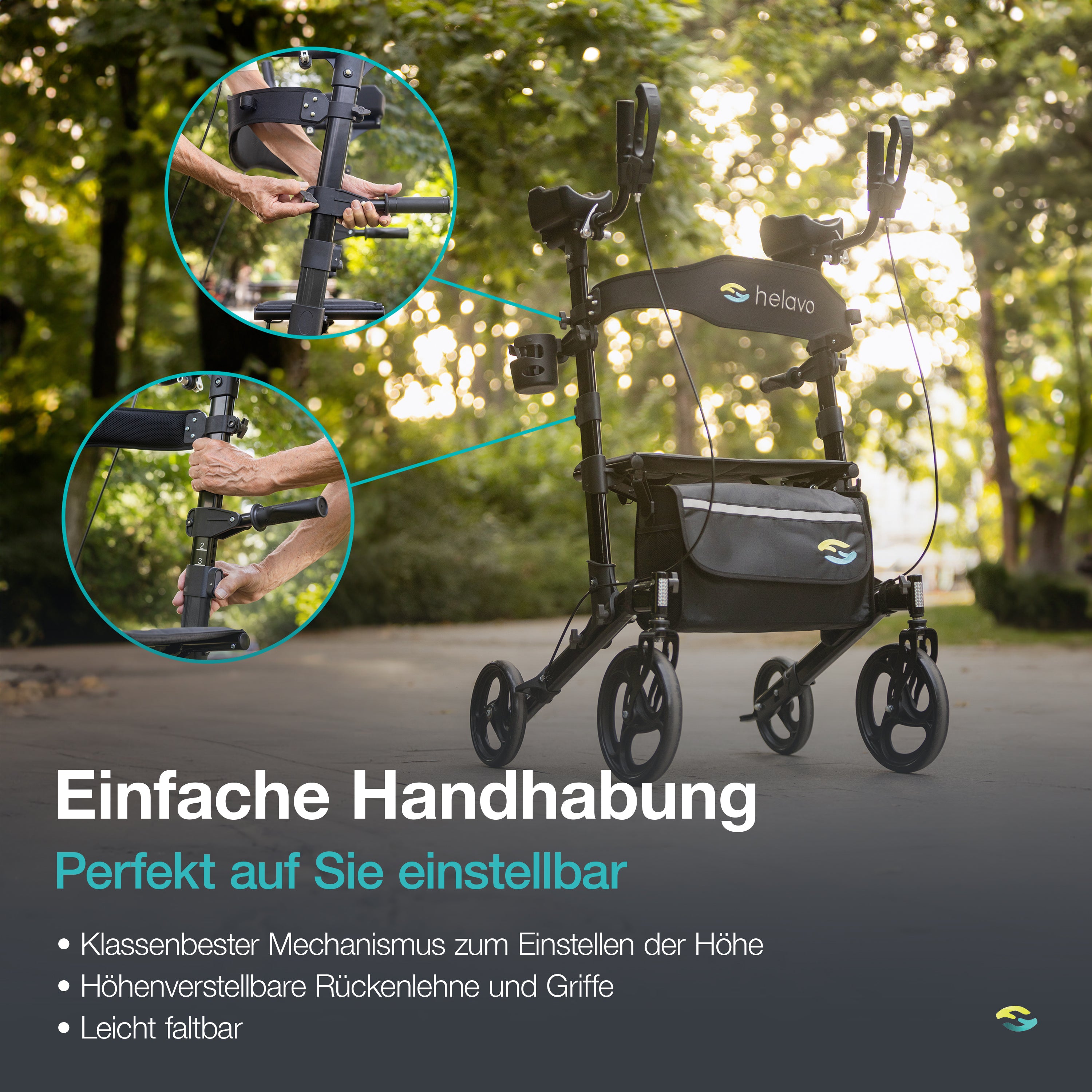 Arthritis Rollator with Padded Forearm Supports H1060 Black
