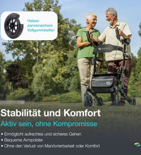 Helavo Outdoor Arthritis Rollator mit gepolsterten Unterarmauflagen - Rollator mit Pannensicheren Vollgummireifen für Draußen - Maximale Mobilität & Komfort im Außenbereich