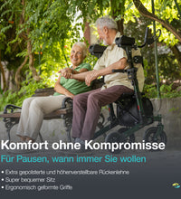 Helavo Outdoor Arthritis Rollator mit gepolsterten Unterarmauflagen - Rollator mit Pannensicheren Vollgummireifen für Draußen - Maximale Mobilität & Komfort im Außenbereich