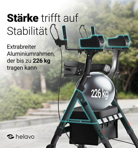 Extra breiter Schwerlastrollator Arthritis-Rollator mit Armauflagen H1360 Grün