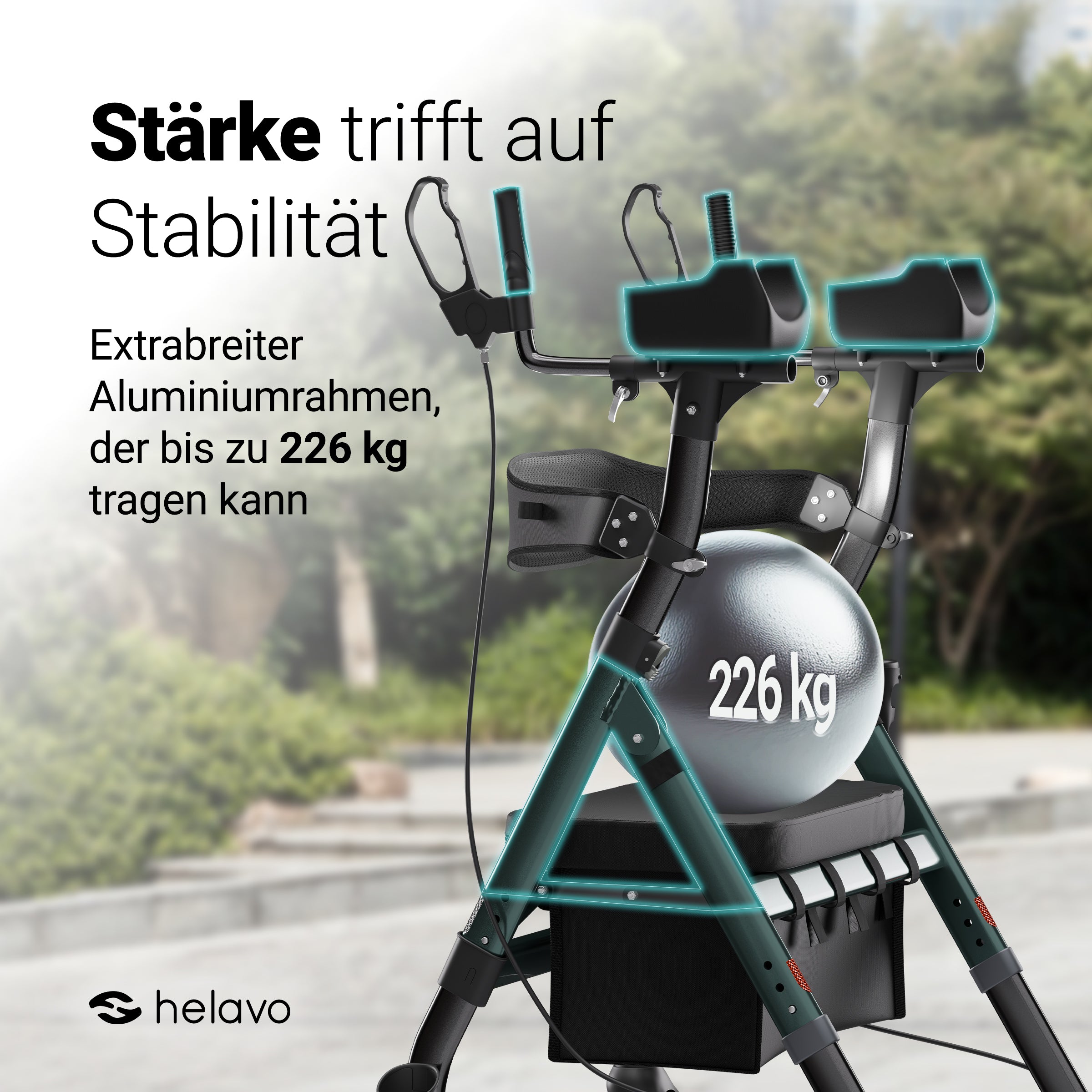 Extra wide heavy-duty rollator Arthritis rollator with armrests H1360 Green 