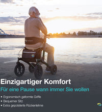 HELAVO Rollator mit Luftbereifung für Draußen - Grün - Faltbarer Aluminium Outdoor-Rollator mit Sitz - Maximale Mobilität &amp; Komfort im Außenbereich