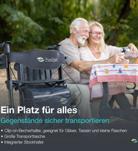 HELAVO Rollator mit Luftbereifung für Draußen - Grün - Faltbarer Aluminium Outdoor-Rollator mit Sitz - Maximale Mobilität &amp; Komfort im Außenbereich