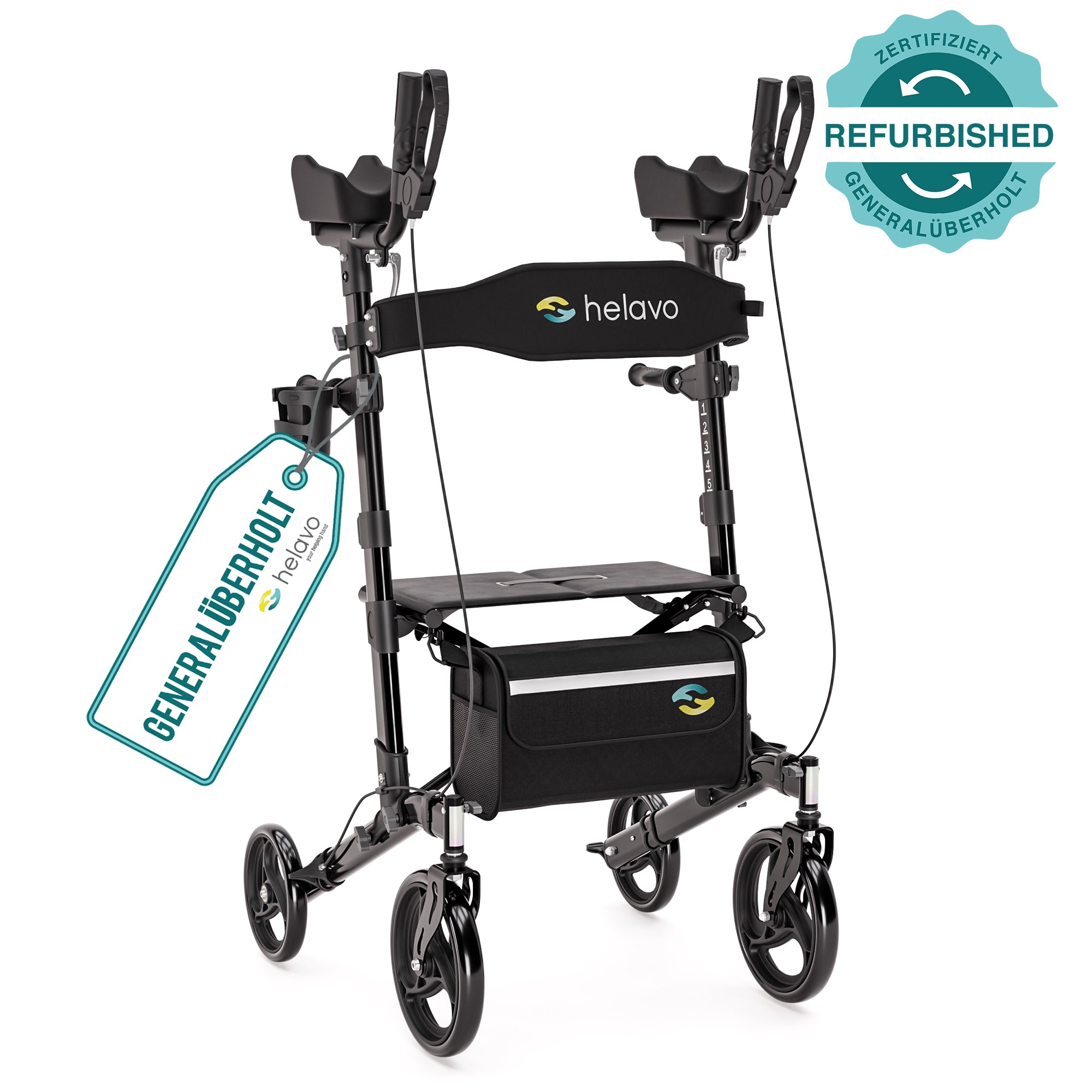 Generalüberholt  Arthritis-Rollator mit gepolsterten Unterarmstützen H1060 Schwarz