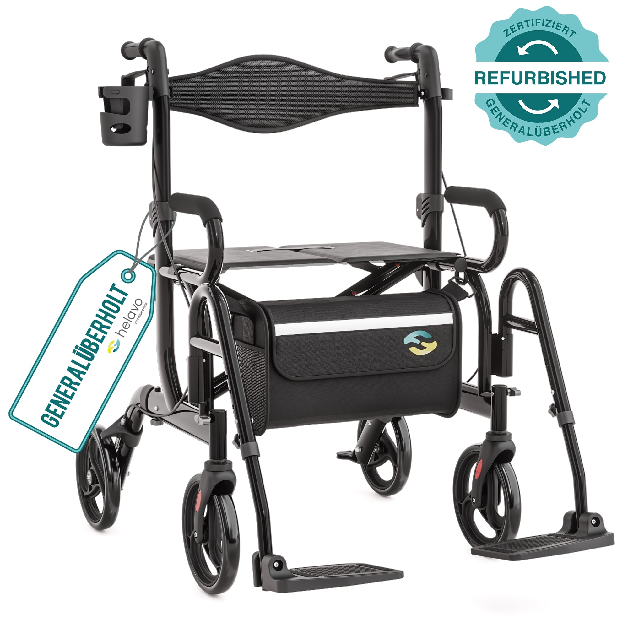 2 in 1 Rollator & Wheelchair in One H1070 Black 