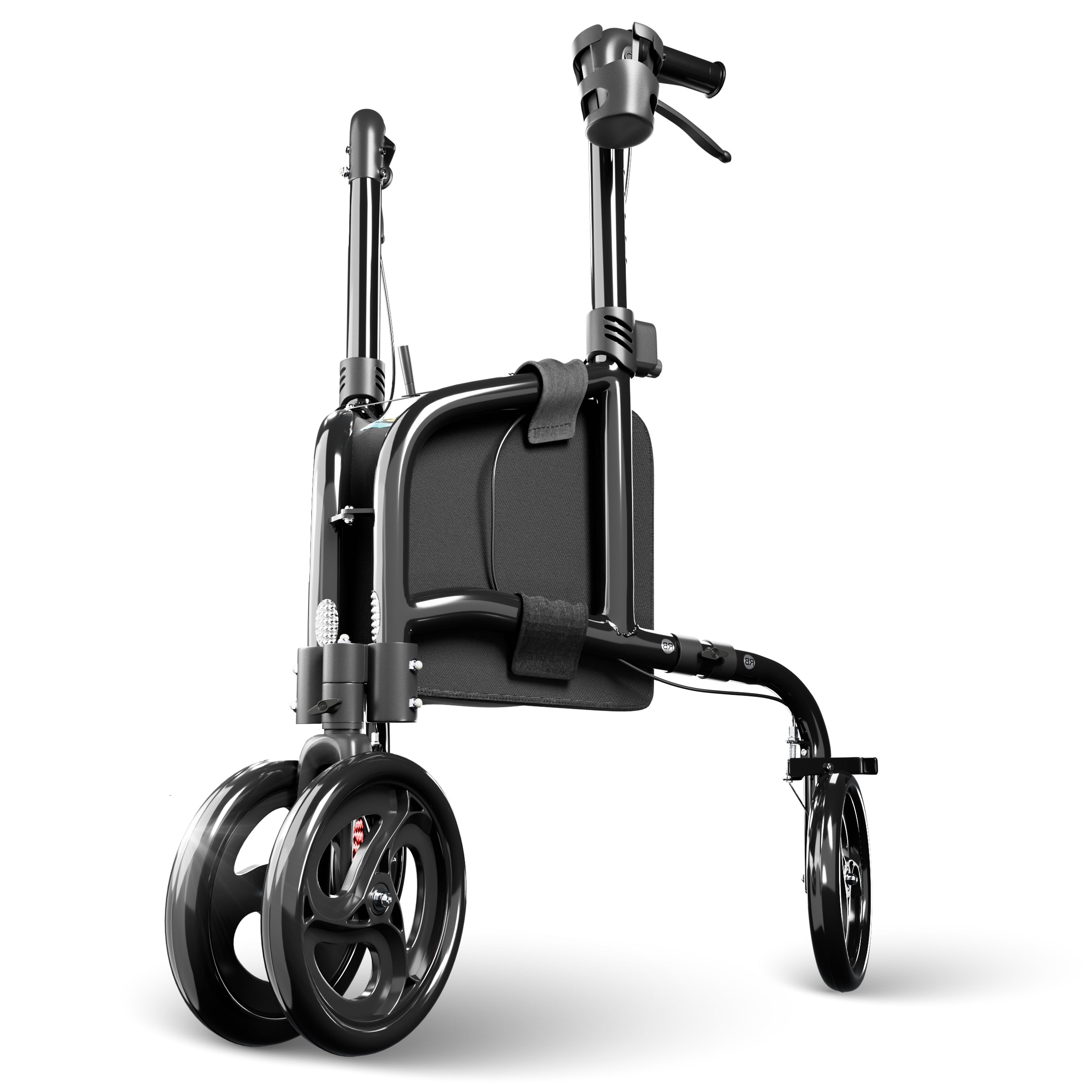 3 Räder Rollator Schmal mit Doppelten Vorderrädern H1080 Schwarz