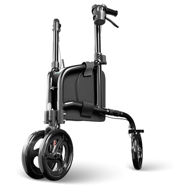 3 Räder Rollator Schmal mit Doppelten Vorderrädern H1080 Schwarz
