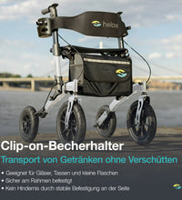 HELAVO Rollator mit Pannensicheren Vollgummireifen für Draußen - Faltbarer Aluminium Outdoor-Rollator mit Sitz - Maximale Mobilität & Komfort im Außenbereich