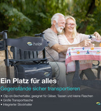 HELAVO Rollator mit Pannensicheren Vollgummireifen für Draußen - Faltbarer Aluminium Outdoor-Rollator mit Sitz - Maximale Mobilität & Komfort im Außenbereich