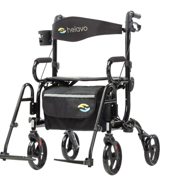 2 in 1 Rollator & Rollstuhl in Einem H1070 Schwarz