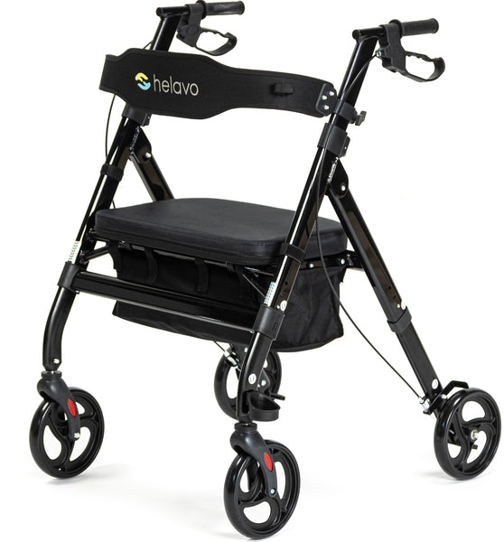 Helavo Heavy Duty Walker with Large, Height-Adjustable Seat - Extra Wide Bariatric Rollator for Seniors - 226 kg Weight Capacity
