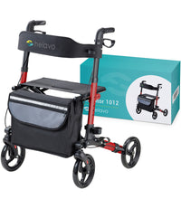 HELAVO faltbarer premium Rollator - Rot - Leichtgewicht aus Aluminium - maximale Mobilität in Wohnung und Outdoor