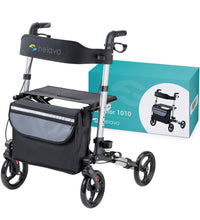 HELAVO faltbarer premium Rollator - Silber - Leichtgewicht aus Aluminium - maximale Mobilität in Wohnung und Outdoor